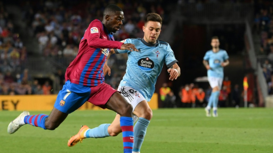 Espagne: le Bar&ccedil;a de Demb&eacute;l&eacute; balaye le Celta 3-1 et s'accroche &agrave; la 2e place